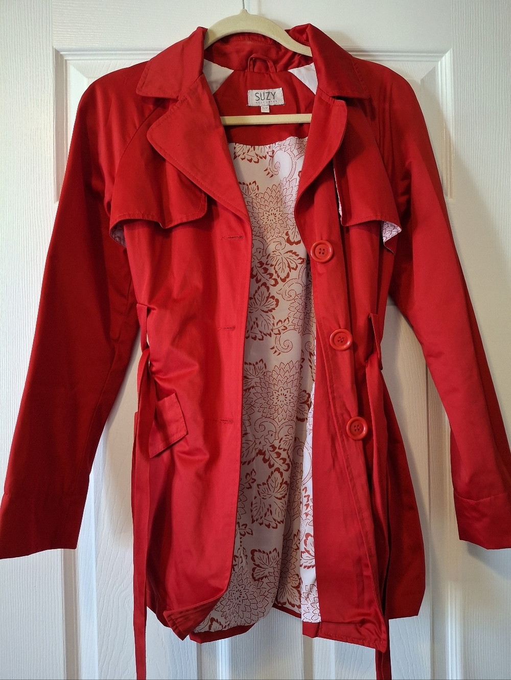 Suzy Shier Red Trench Coat Jacket